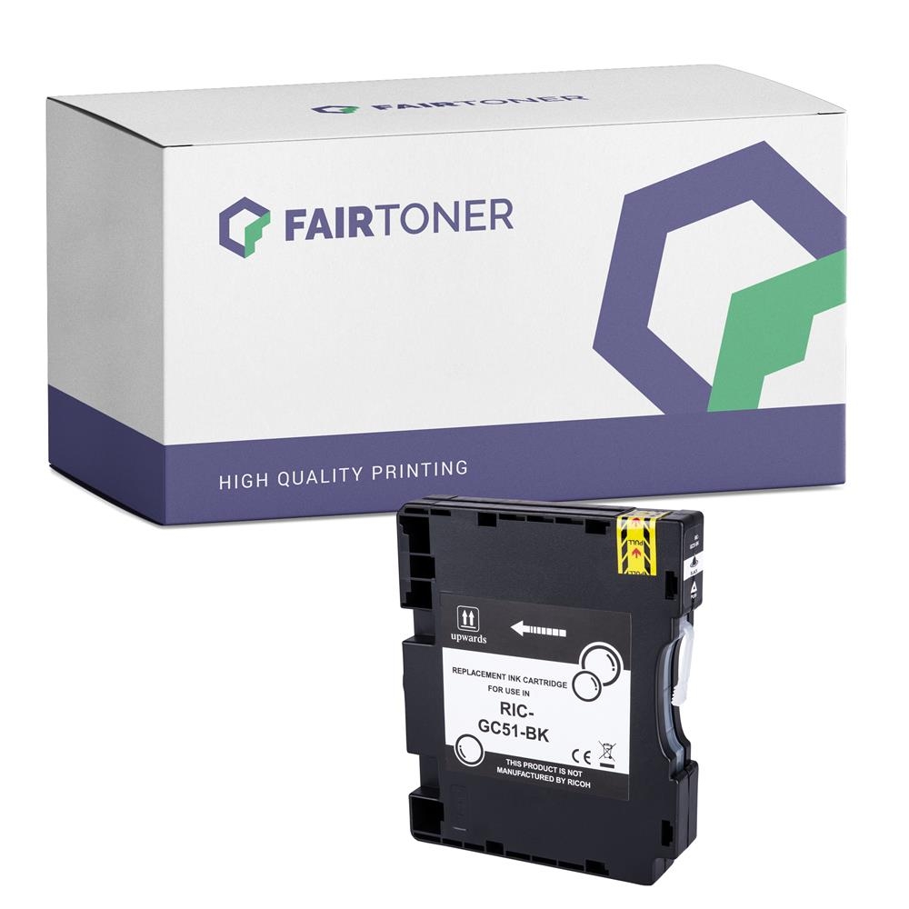 FairToner kompatibel für Ricoh Tintenpatrone 405862 / GC-51KH Schwarz