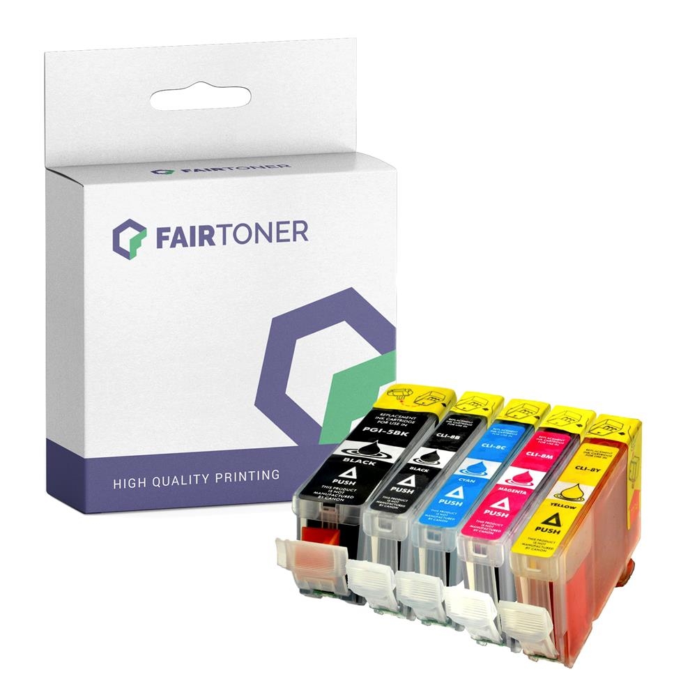 FairToner Set 5 Canon PGI5 CLI8 1xbk 1xpbkcmy