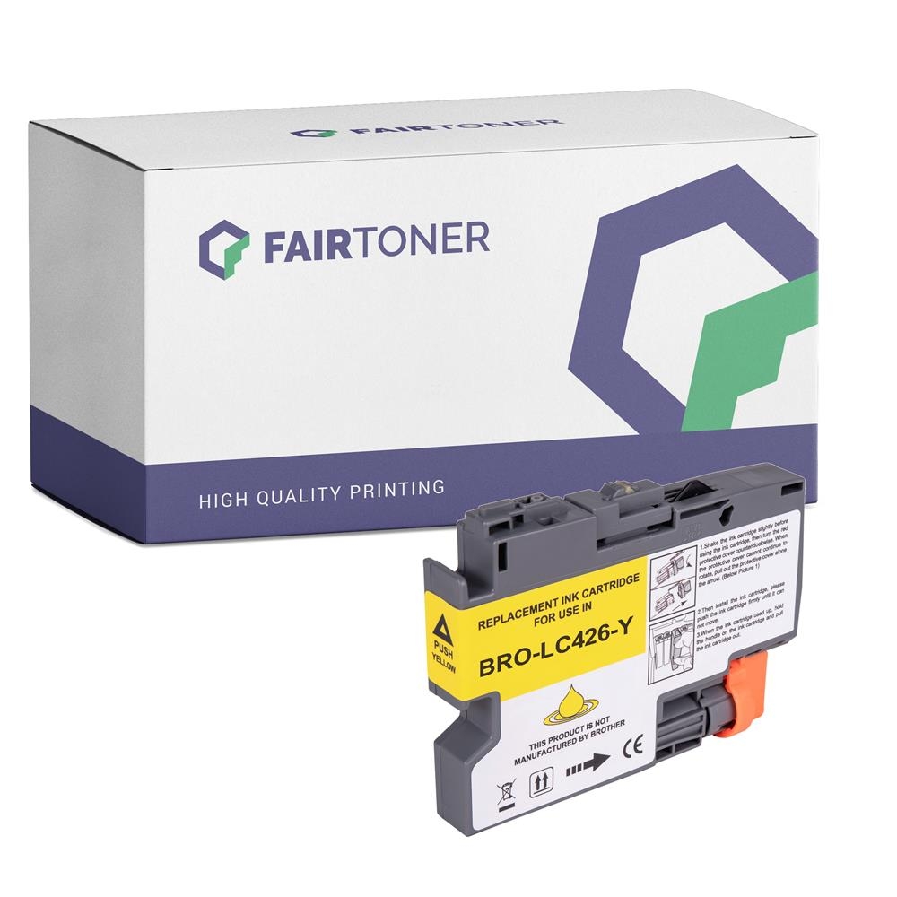 FairToner kompatibel für Brother Tintenpatrone LC-426Y Gelb [XL Füllmenge]