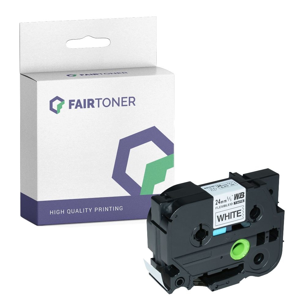 FairToner kompatibel für Brother Flexibles Laminiertes Schriftband TZE-FX251 Schwarz auf Weiss (24mm / 8m)
