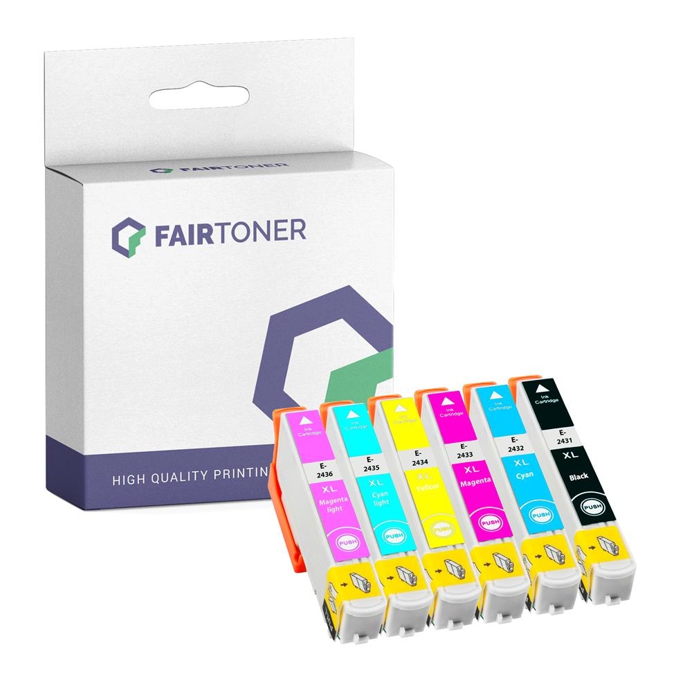 FairToner Set 6 Patronen Epson T2431-36 1xbk 1xlclmcmy
