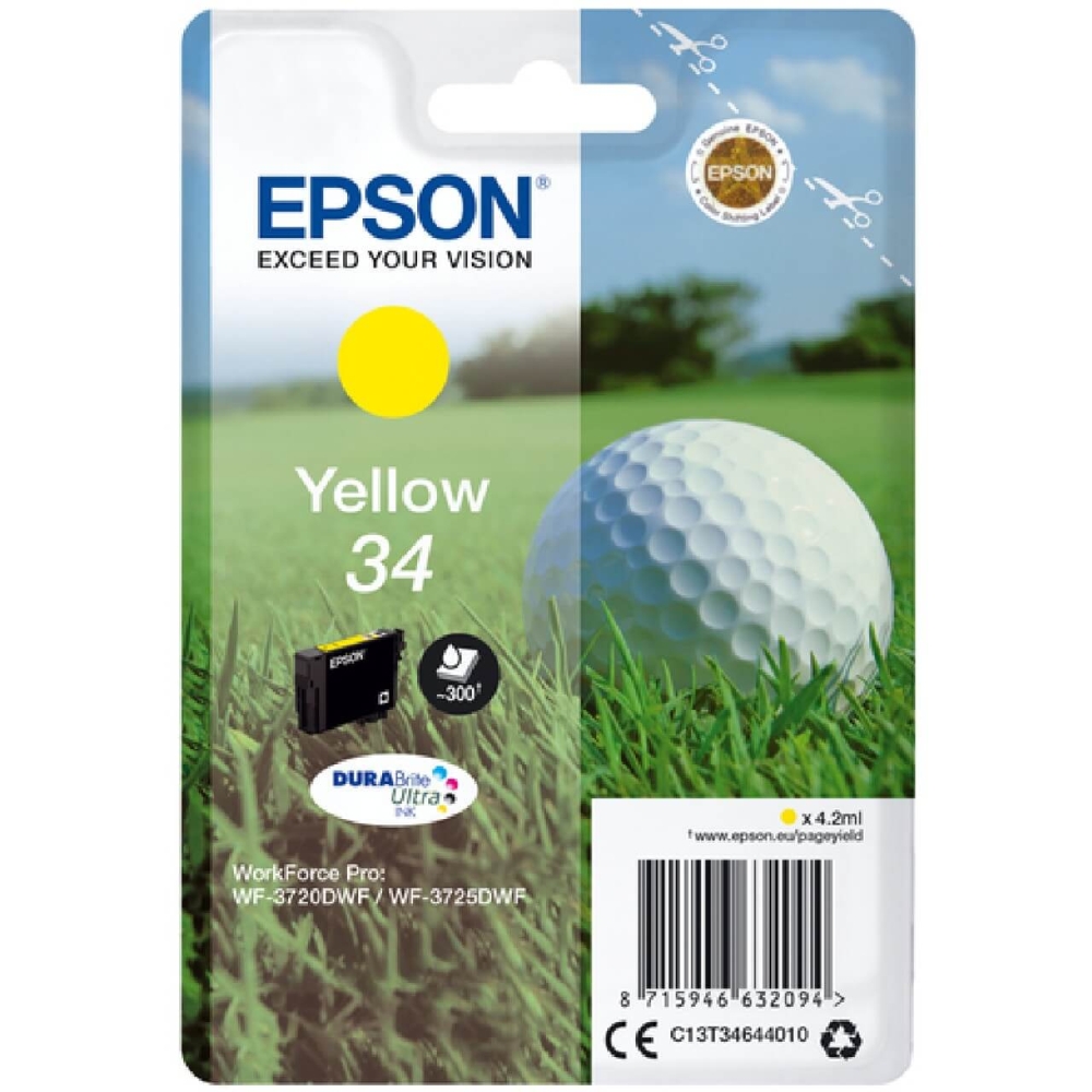 Original Epson Tintenpatrone C13T34644010 / 34 Gelb