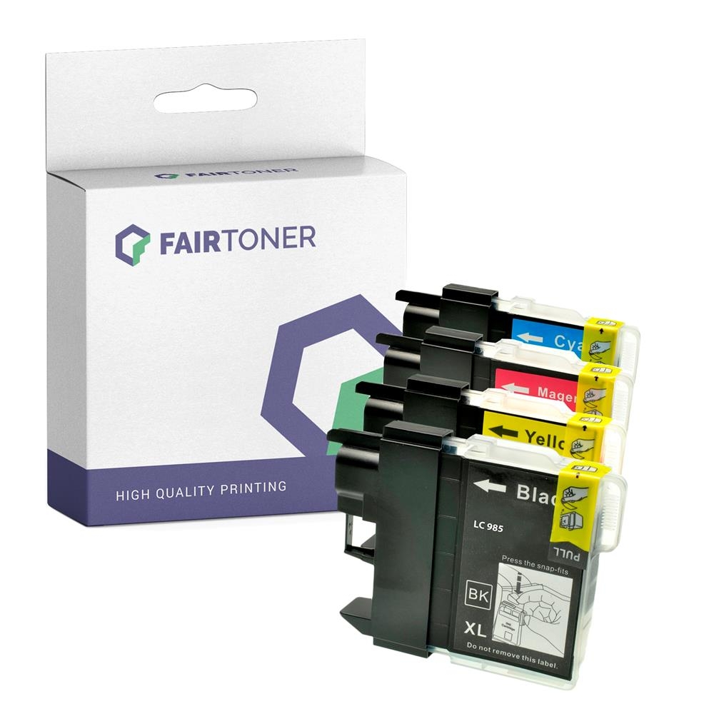 FairToner Set 4 Patronen Brother LC985 1xbk 1xcmy