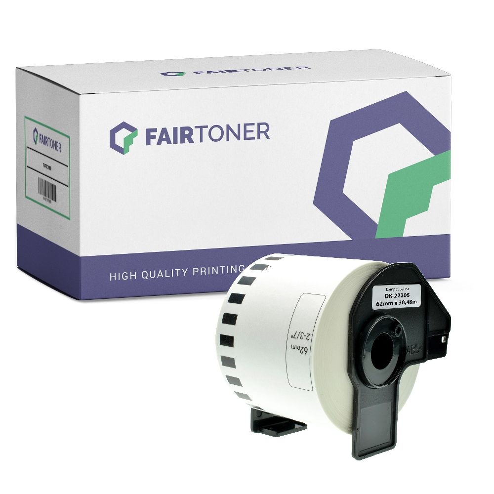 FairToner Etiketten Brother DK22205 62mm x 30,48m