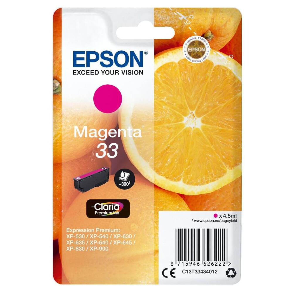 Original Epson Tintenpatrone C13T33434012 / 33 Magenta
