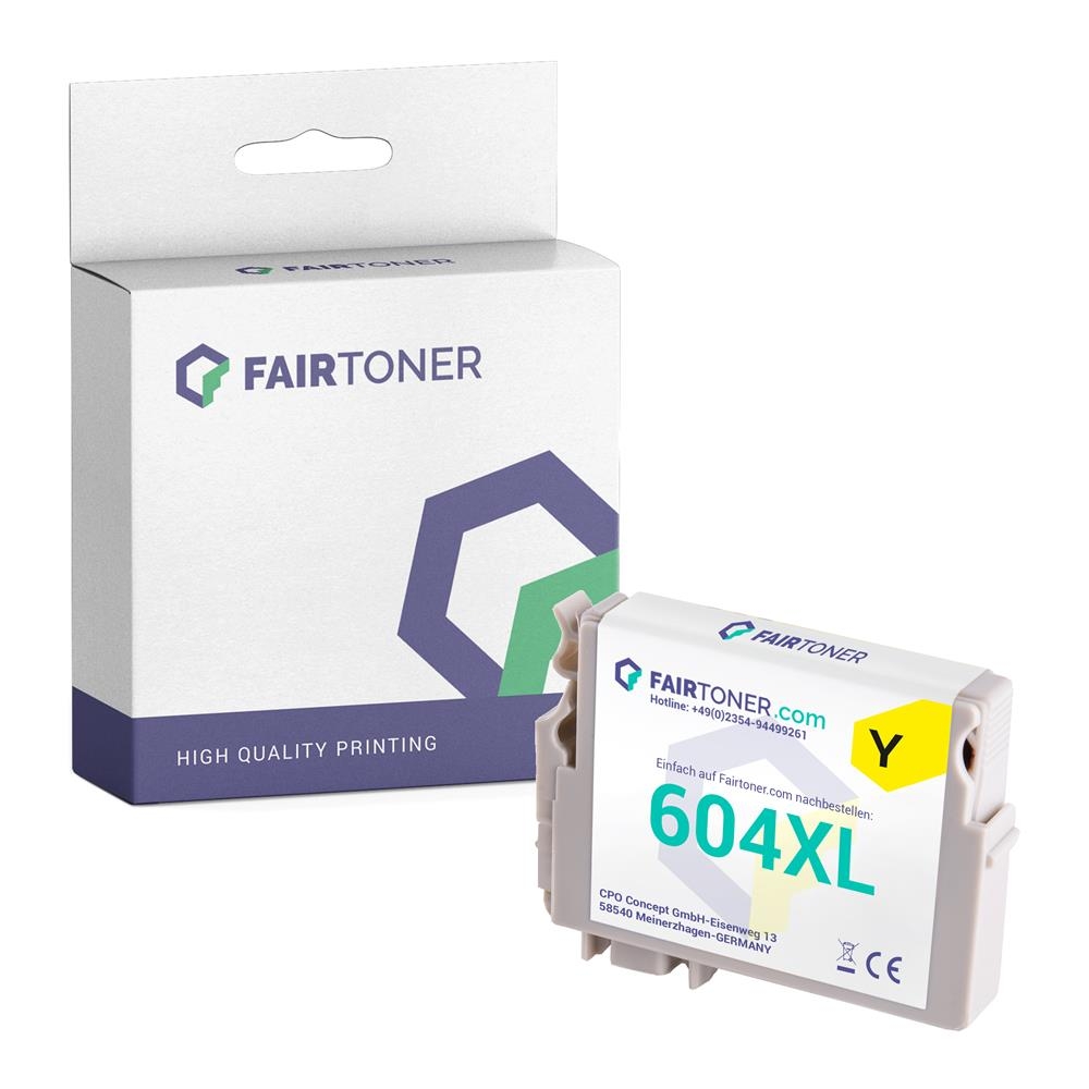 FairToner kompatibel für Epson Tintenpatrone C13T10H44010 / 604XL Gelb [XL  Füllmenge]