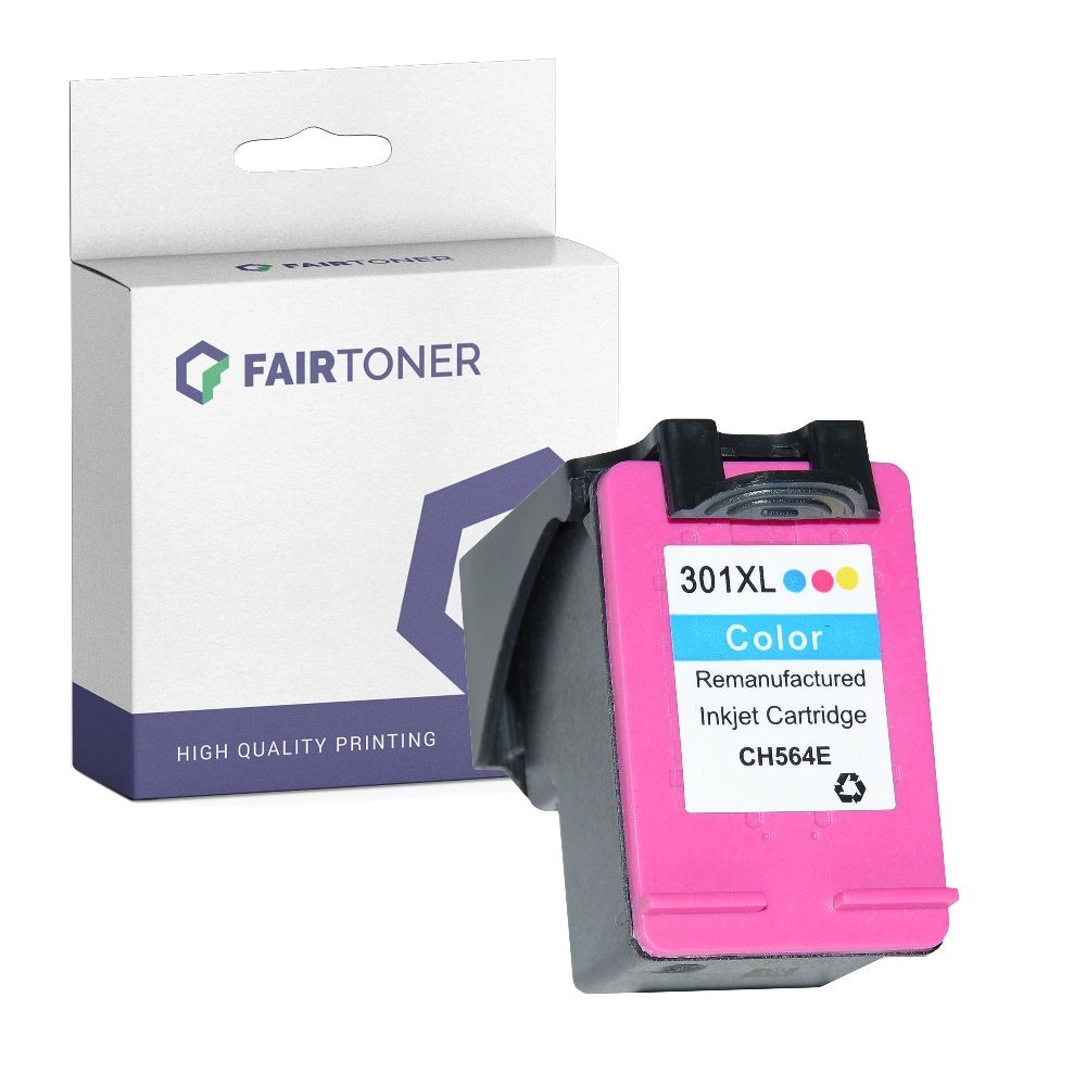 FairToner kompatibel für HP Tintenpatrone CH564EE / 301XL Color [XL Füllmenge]
