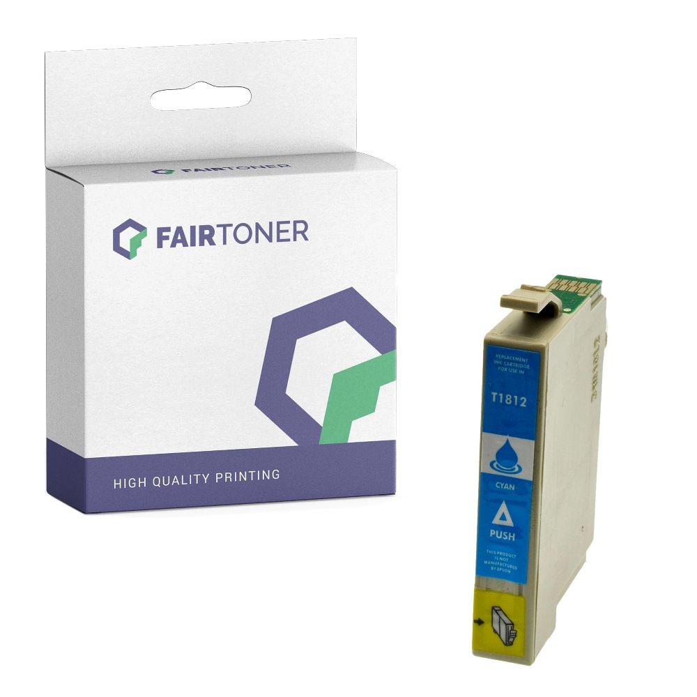 FairToner kompatibel für Epson Tintenpatrone C13T18124010 / 18XL Cyan [XL Füllmenge]