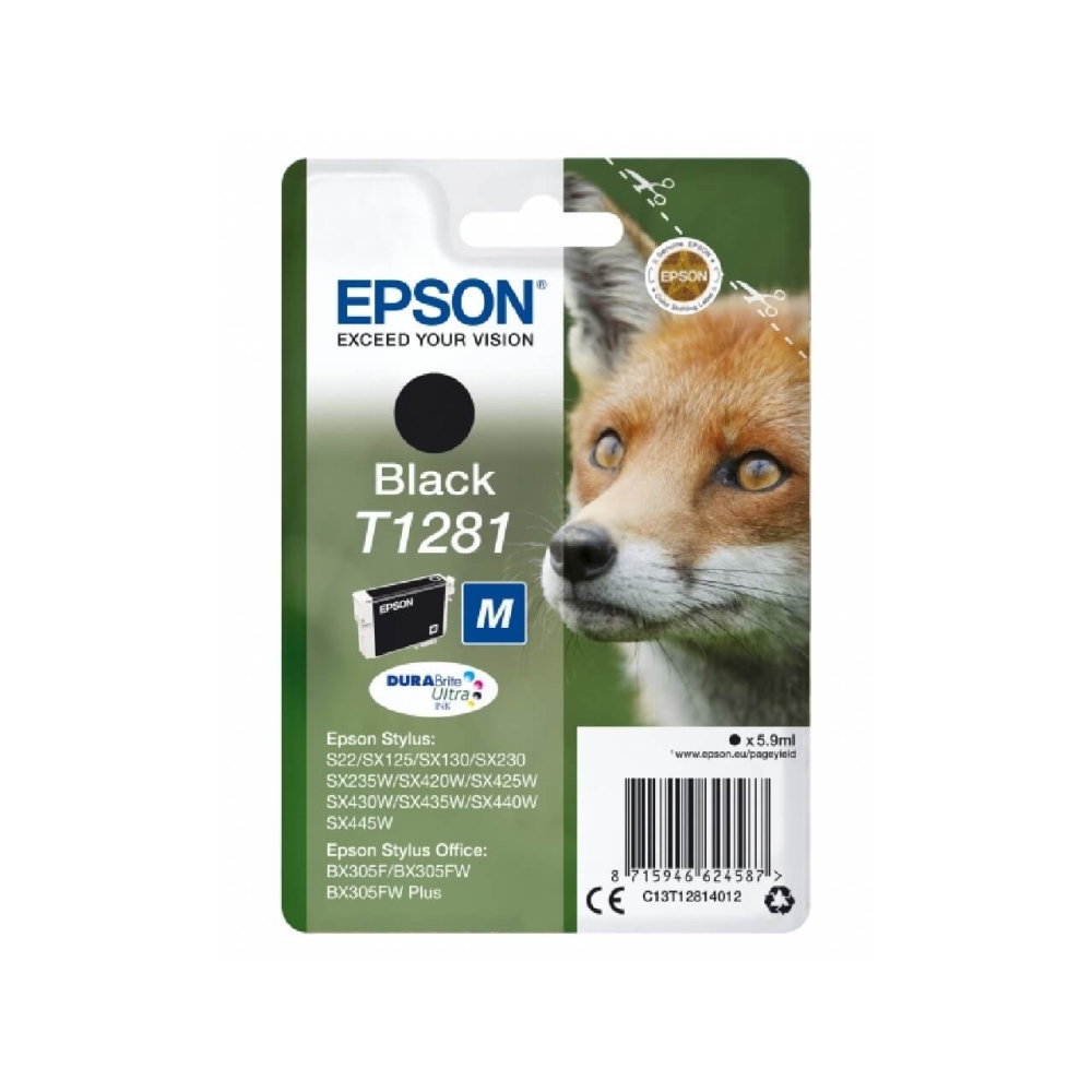 Original Epson Tintenpatrone C13T12814011 / T1281 Schwarz