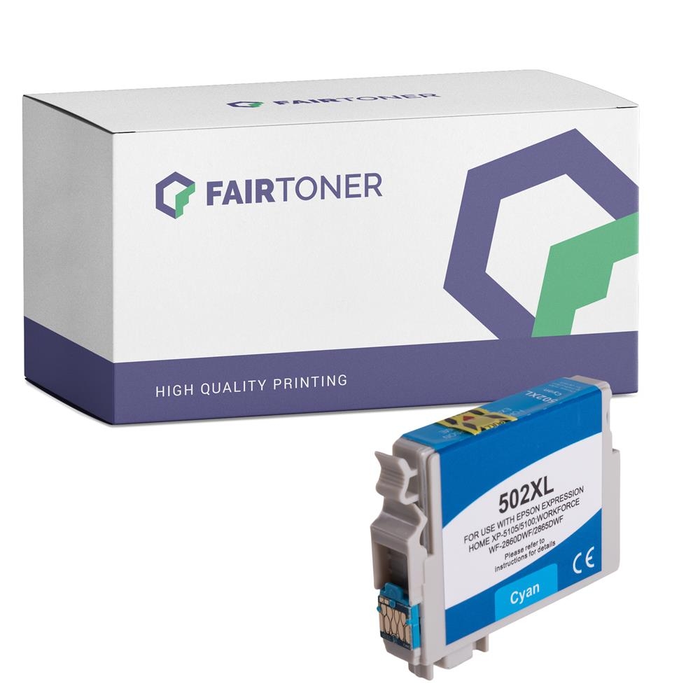FairToner kompatibel für Epson Tintenpatrone C13T02W24010 / 502XL Cyan [XL Füllmenge]