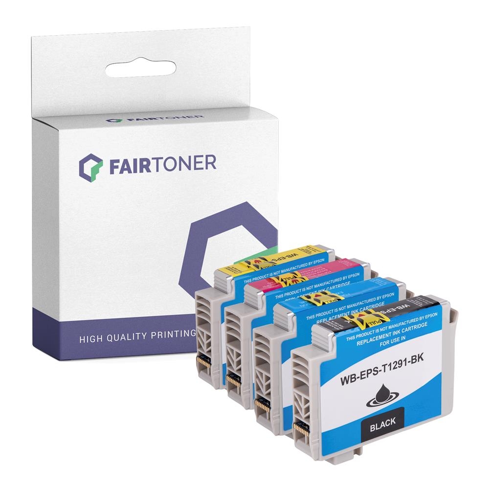 FairToner Set 4 Patronen Epson T1291-T1294 1xbk 1xcmy