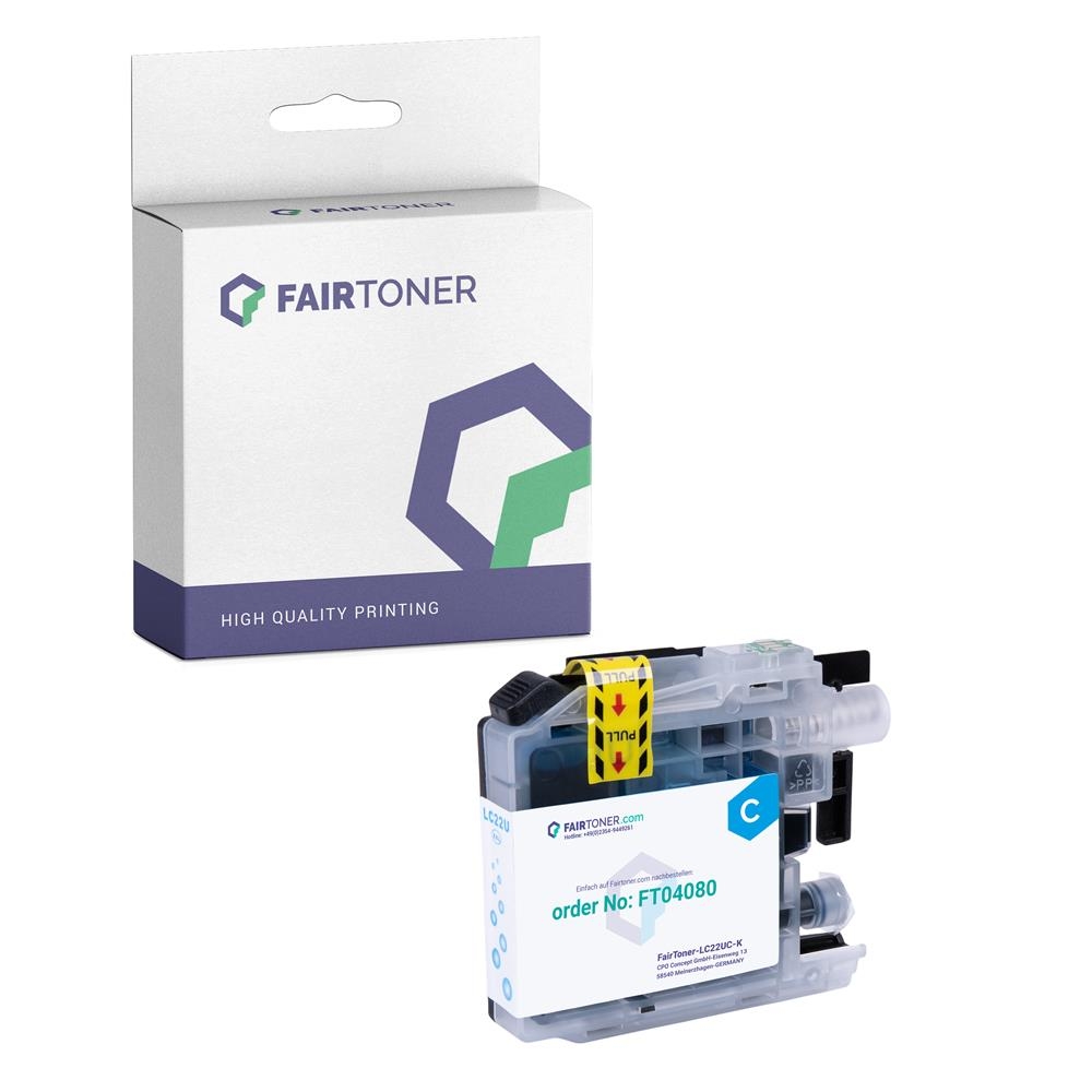 FairToner kompatibel für Brother Tintenpatrone LC-22UC Cyan
