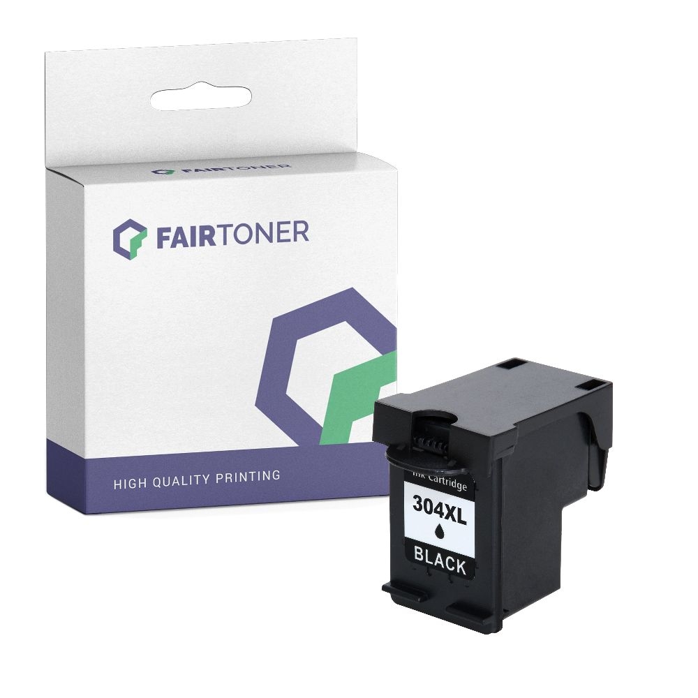 FairToner kompatibel für HP Tintenpatrone N9K08AE / 304XL Schwarz [XL Füllmenge]