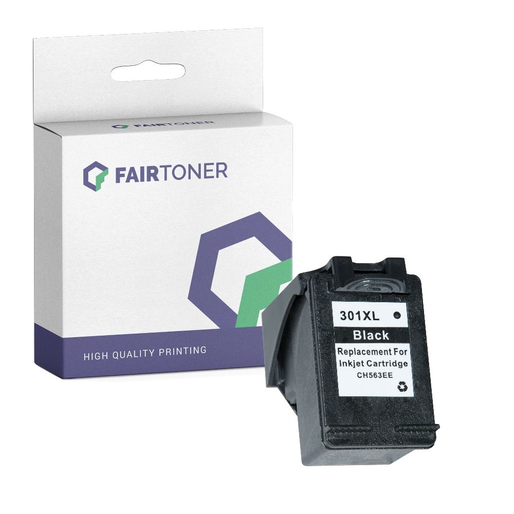 FairToner kompatibel für HP Tintenpatrone CH563EE / 301XL Schwarz [XL Füllmenge]