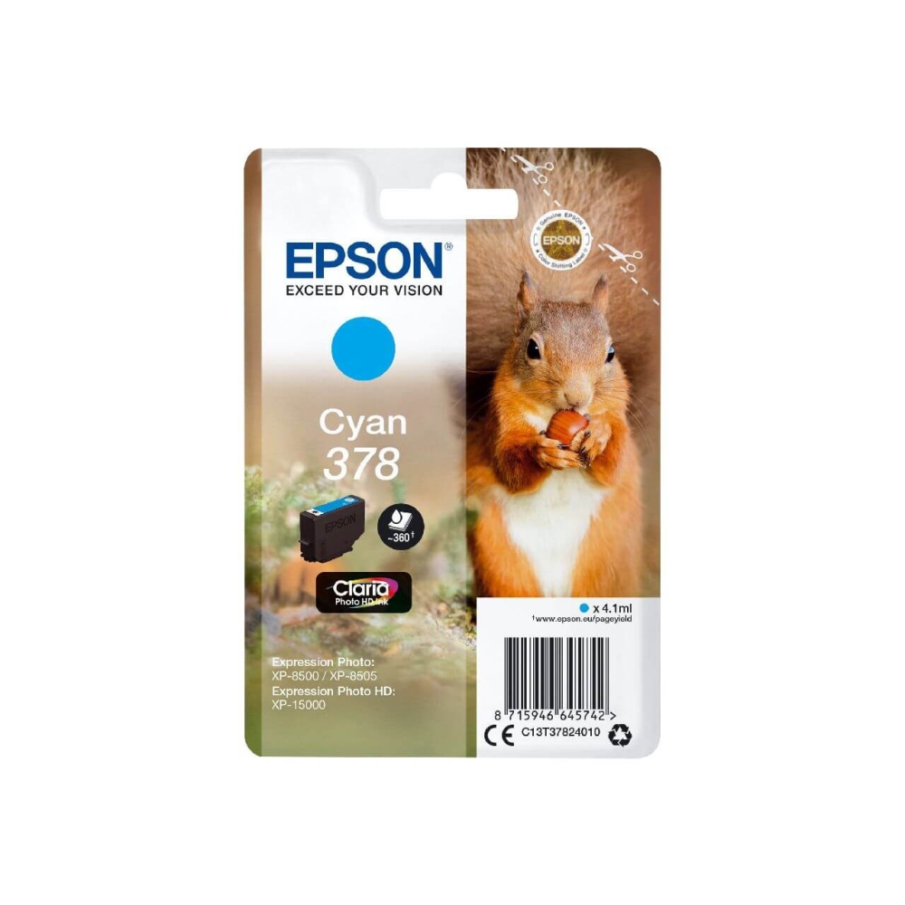 Original Epson Tintenpatrone C13T37824010 / 378 Cyan