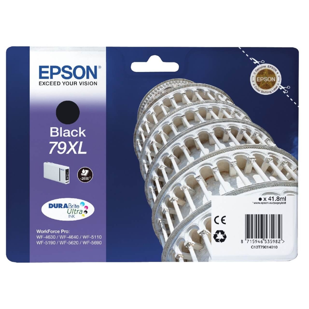 Original Epson Tintenpatrone C13T79014010 / 79XL Schwarz [XL Füllmenge]
