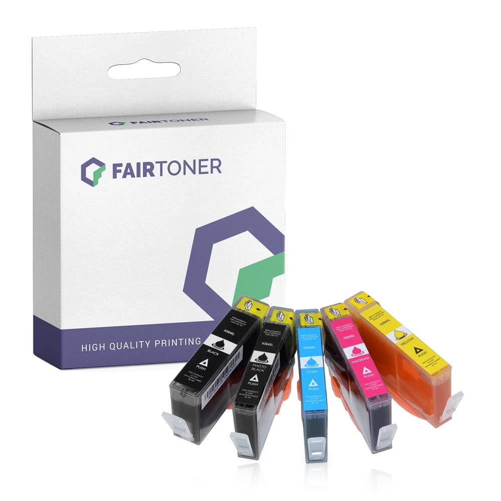 FairToner Set 5 Patronen HP 364XL 1xbk 1xpbk 1xcmy