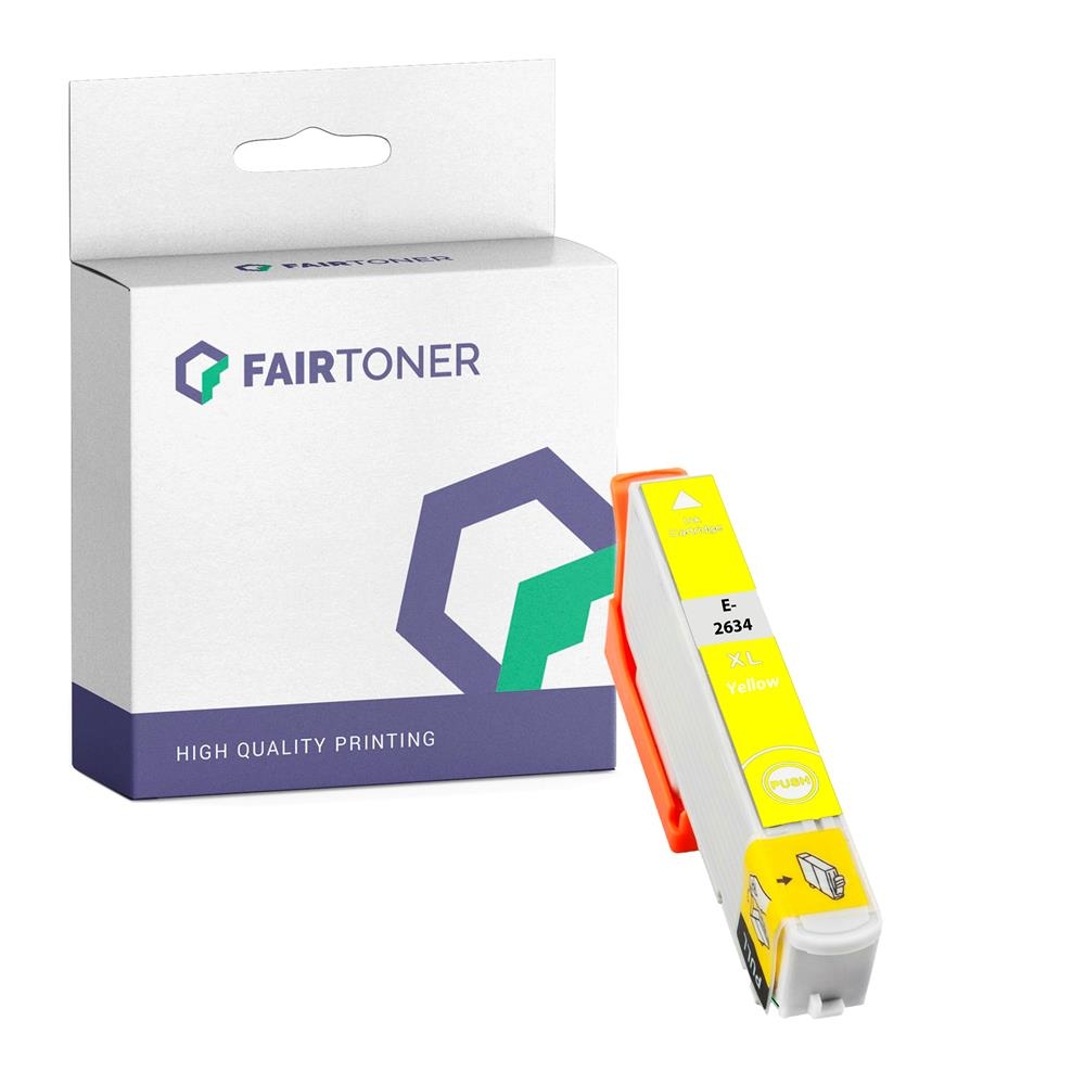 FairToner kompatibel für Epson Tintenpatrone C13T26344012 / 26XL Gelb [XL Füllmenge]