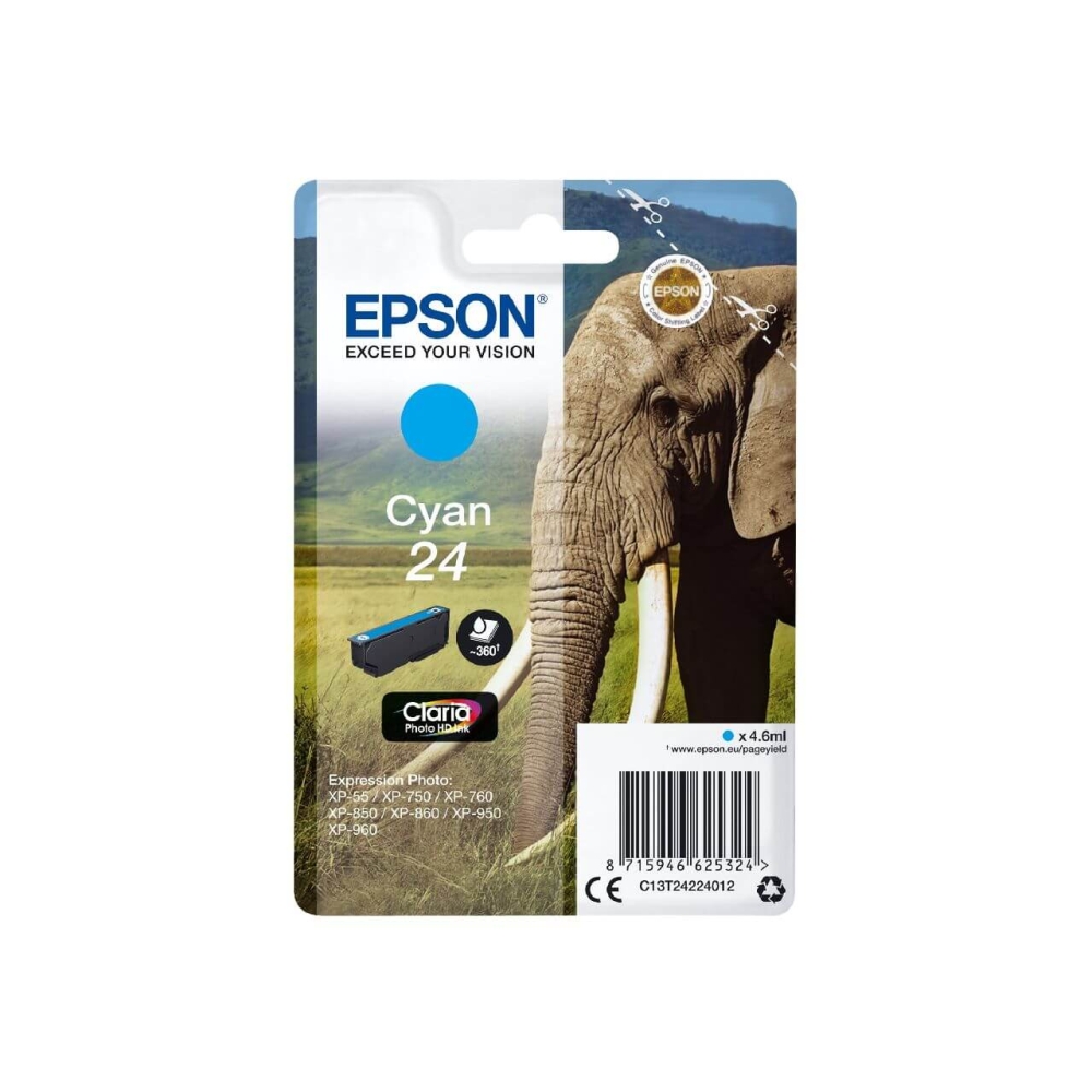 Original Epson Tintenpatrone C13T24224012 / 24 Cyan