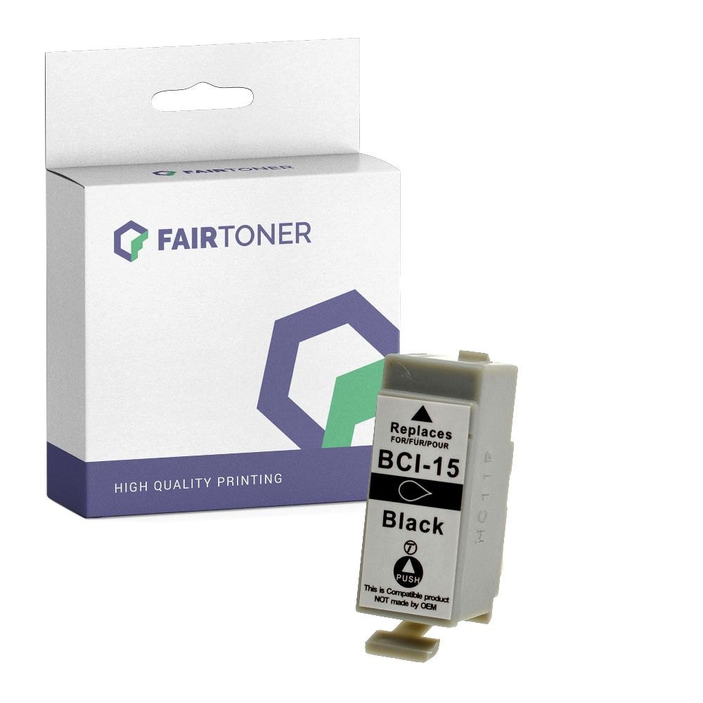 FairToner kompatibel für Canon Tintenpatrone 8190A002 / BCI-15BK Schwarz