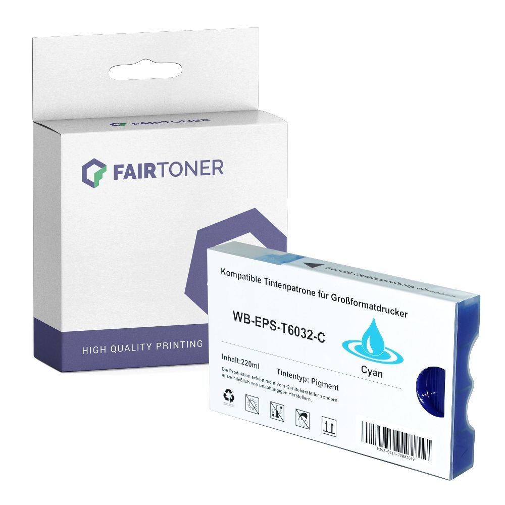 FairToner kompatibel für Epson Tintenpatrone C13T603200 / T6032 Cyan